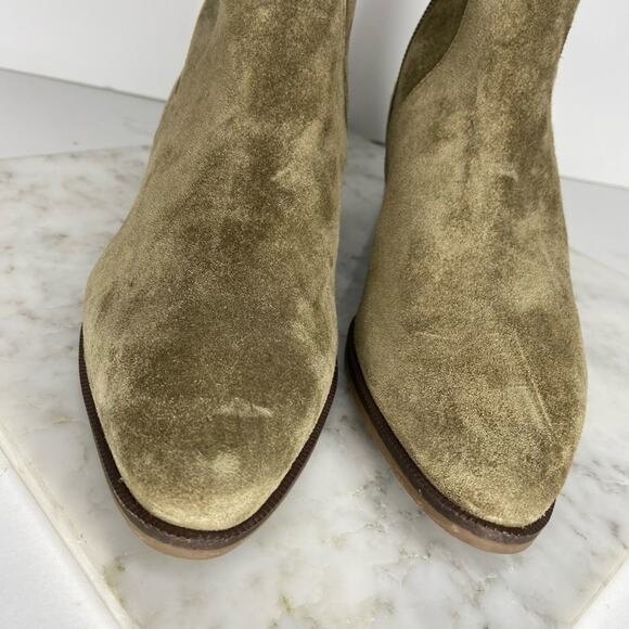 New Cole Haan Maci Western Ankle Boots Pull On Olive Green Suede Heeled US 7 - Picture 3 of 10